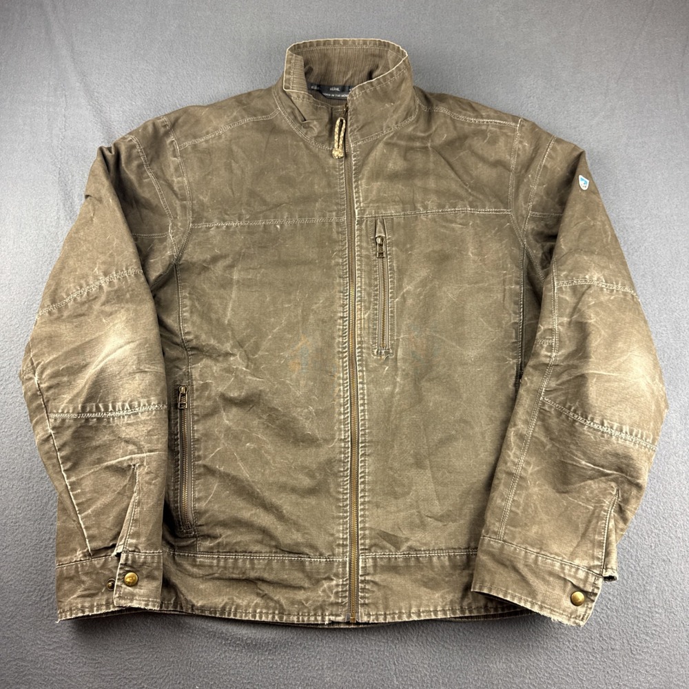 Kuhl Burr Jacket Men's XL Brown Waxed Canvas Full Zip Rugged Outdoor Workwear